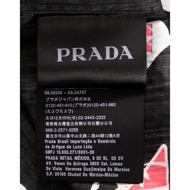 39 NEW $1,240 PRADA Runway Men's Black Sticker Design Short Sleeved Poplin SHIRT