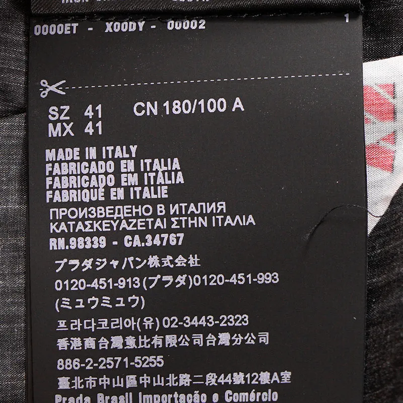 39 NEW $1,240 PRADA Runway Men's Black Sticker Design Short Sleeved Poplin SHIRT
