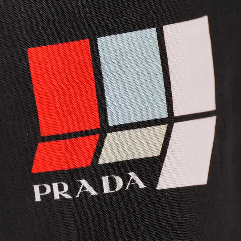 39 NEW $1,240 PRADA Runway Men's Black Sticker Design Short Sleeved Poplin SHIRT