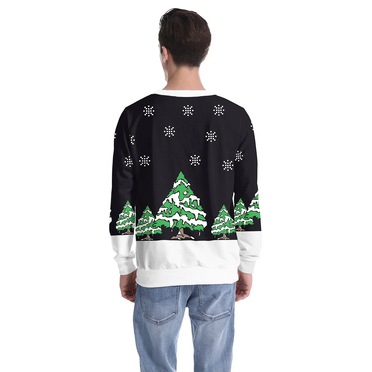 3D Reindeer Print Women Scoop Christmas Party Sweatshirt