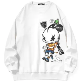 Alphanumeric Print Drop-Shoulder Sleeve Crew Neck Sweatshirt