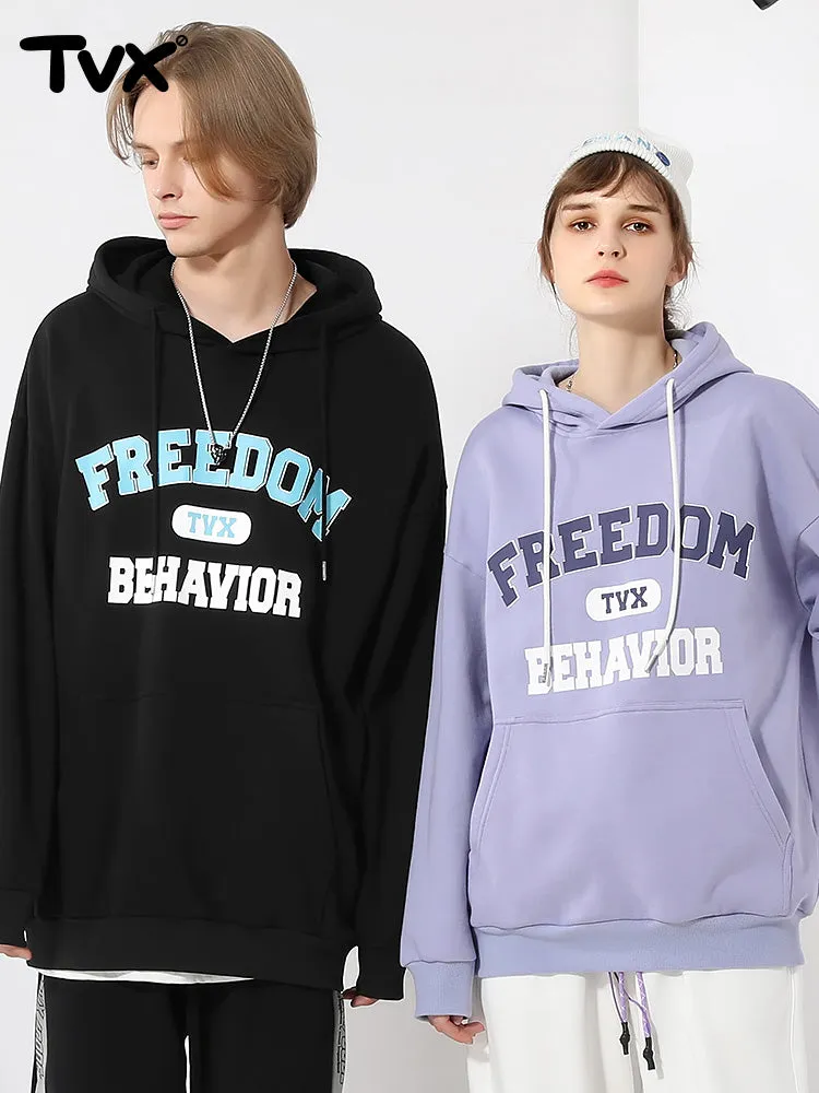 American street style alphabet print kangaroo hoodie and fleece hoodie