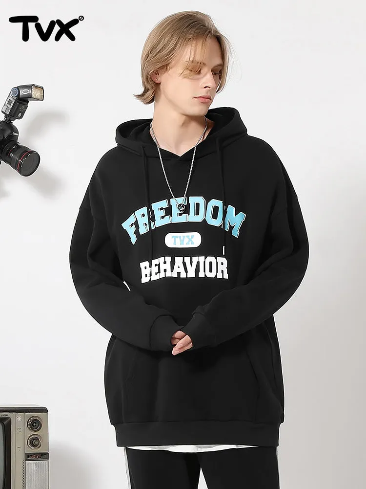 American street style alphabet print kangaroo hoodie and fleece hoodie