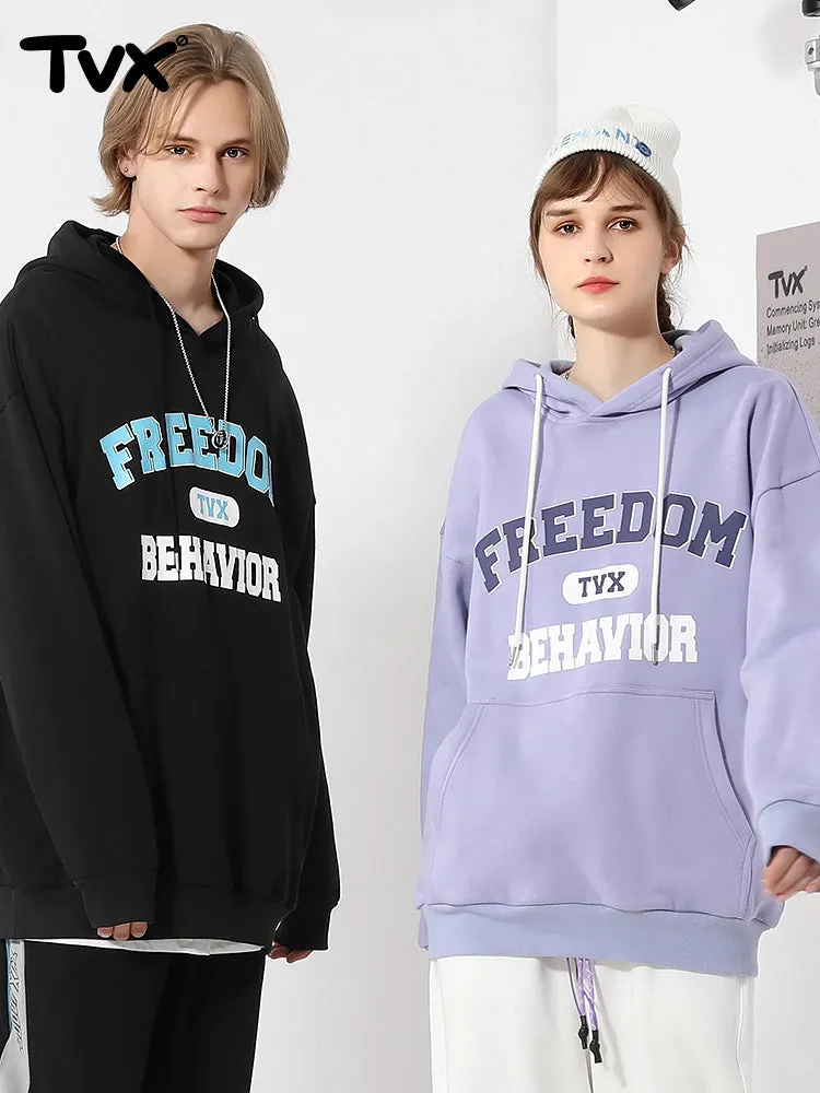 American street style alphabet print kangaroo hoodie and fleece hoodie