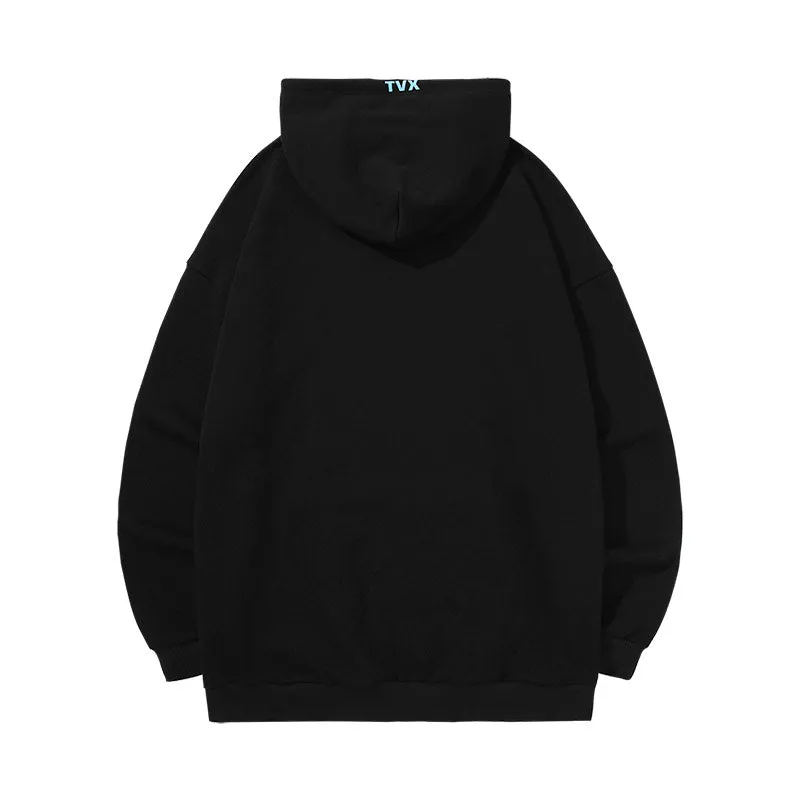 American street style alphabet print kangaroo hoodie and fleece hoodie