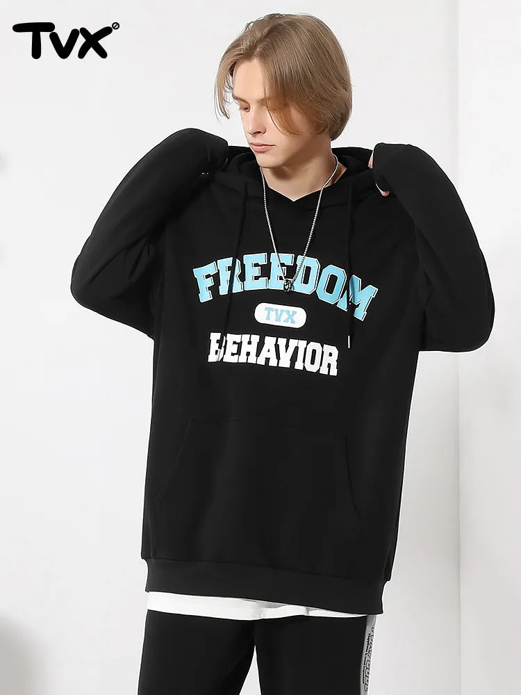 American street style alphabet print kangaroo hoodie and fleece hoodie
