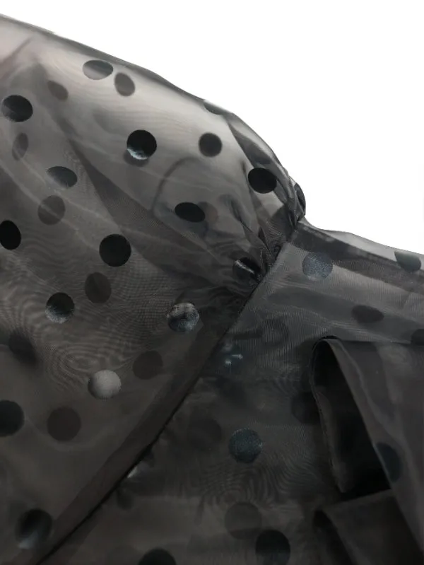 AOMEI Plus Size Polka Dot See Through Black Blouses