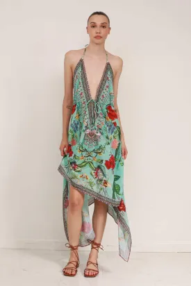 Aqua Printed Maxi Dress
