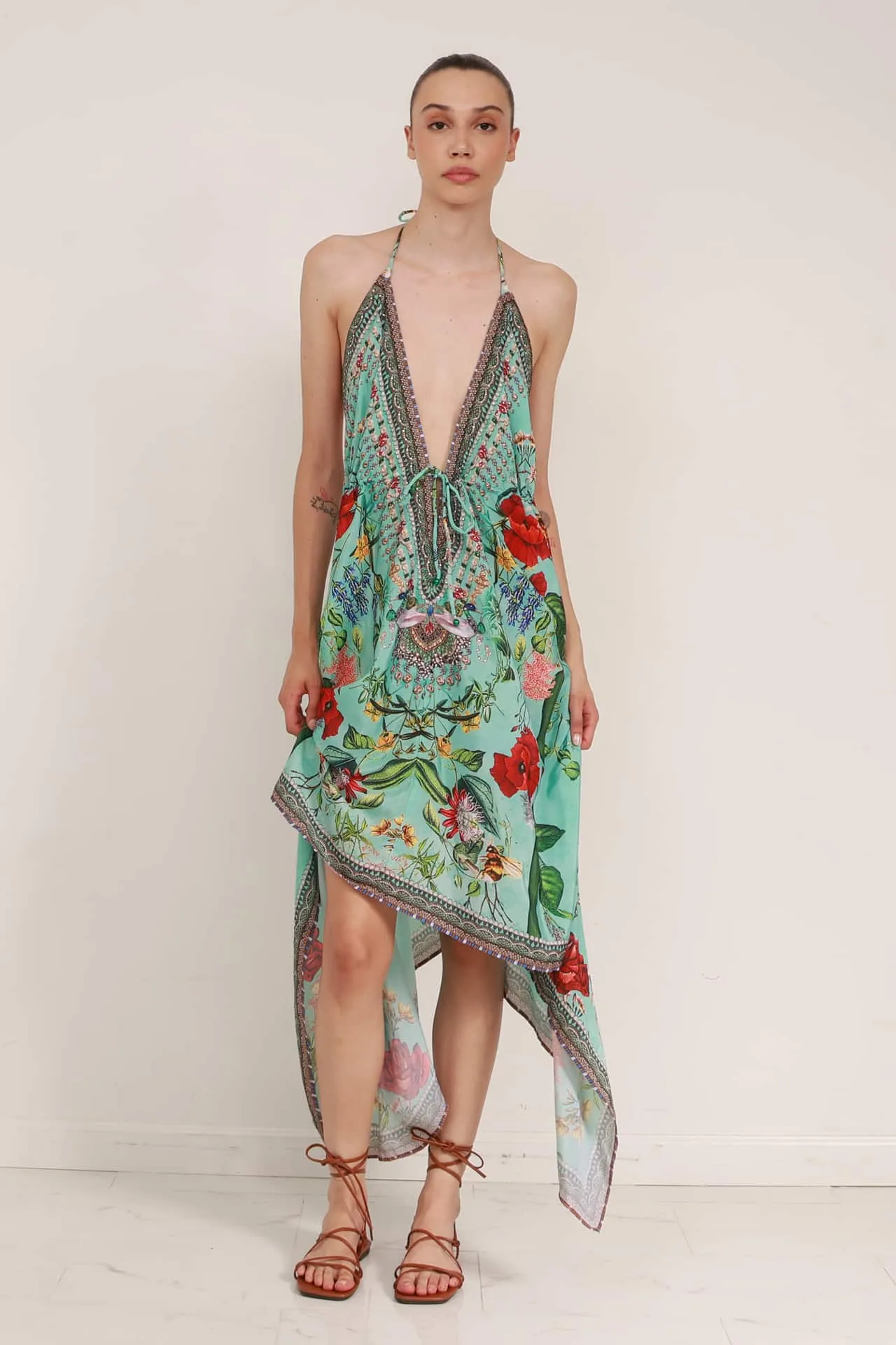 Aqua Printed Maxi Dress