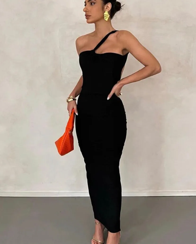 Backless Ruched Twist Front Maxi Dress