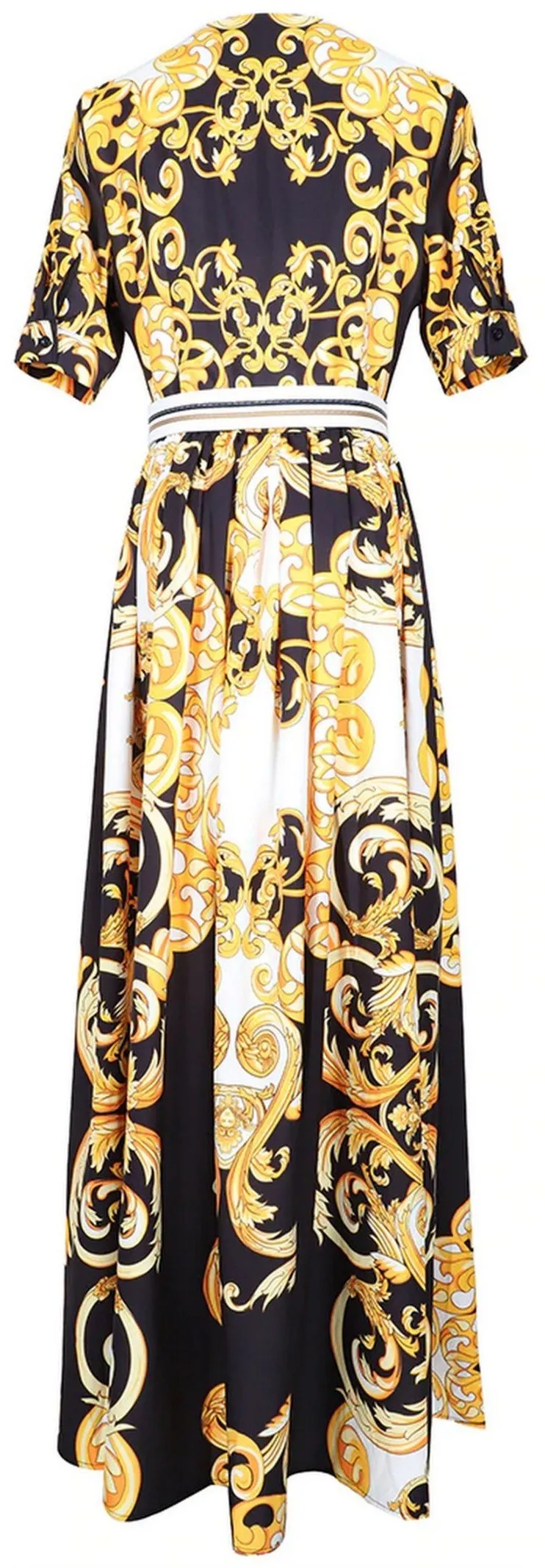 Baroque-Print Midi Dress