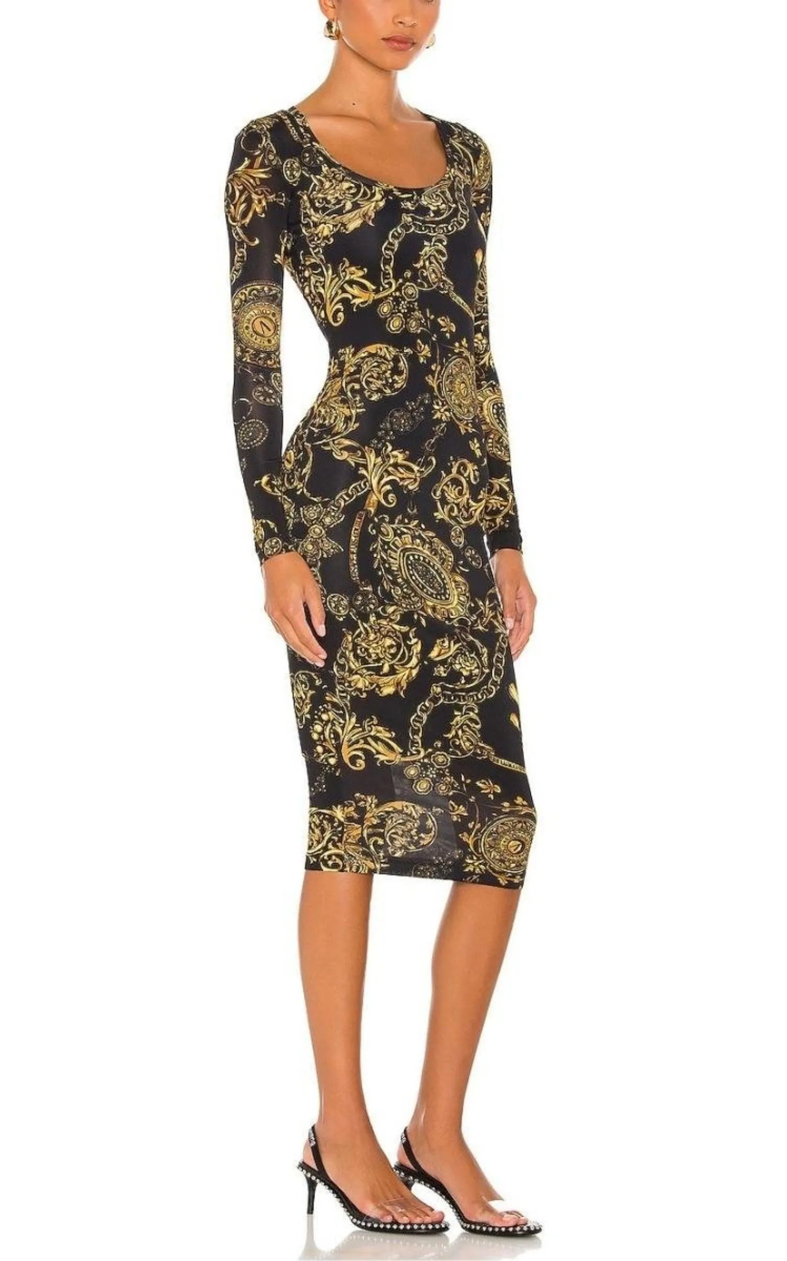 Baroque print Midi Dress