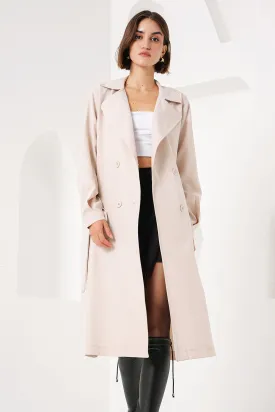 BGD Women Double-Breasted Trench Coat - Khaki Beige - Fürth
