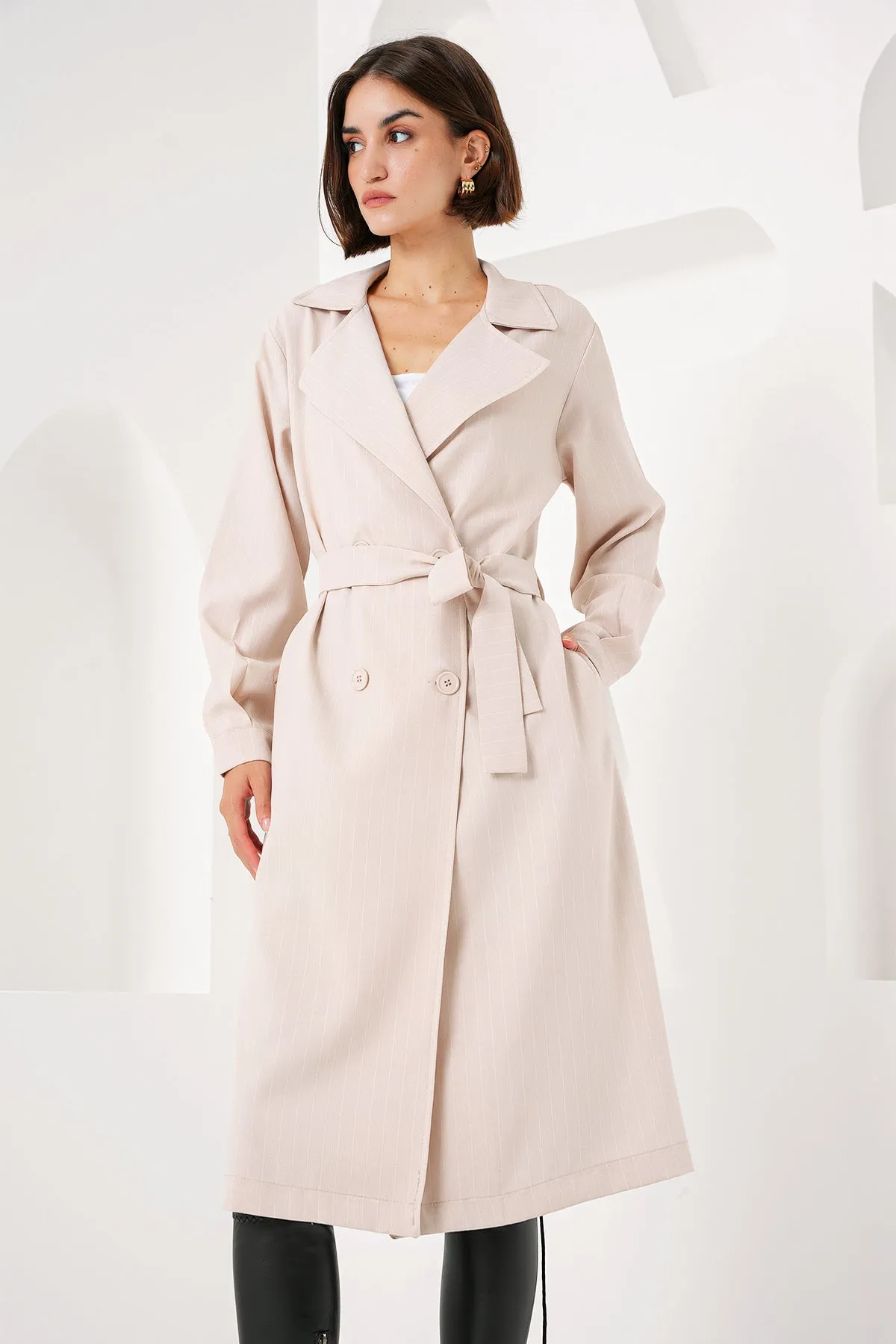 BGD Women Double-Breasted Trench Coat - Khaki Beige - Fürth