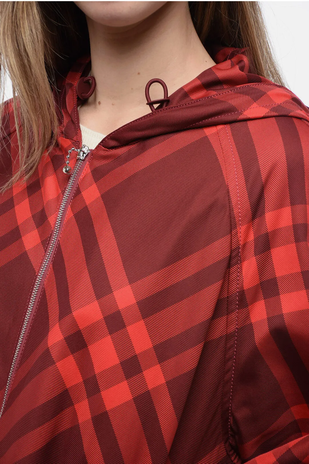 Burberry Checked Gabardine Jacket with Coulisse