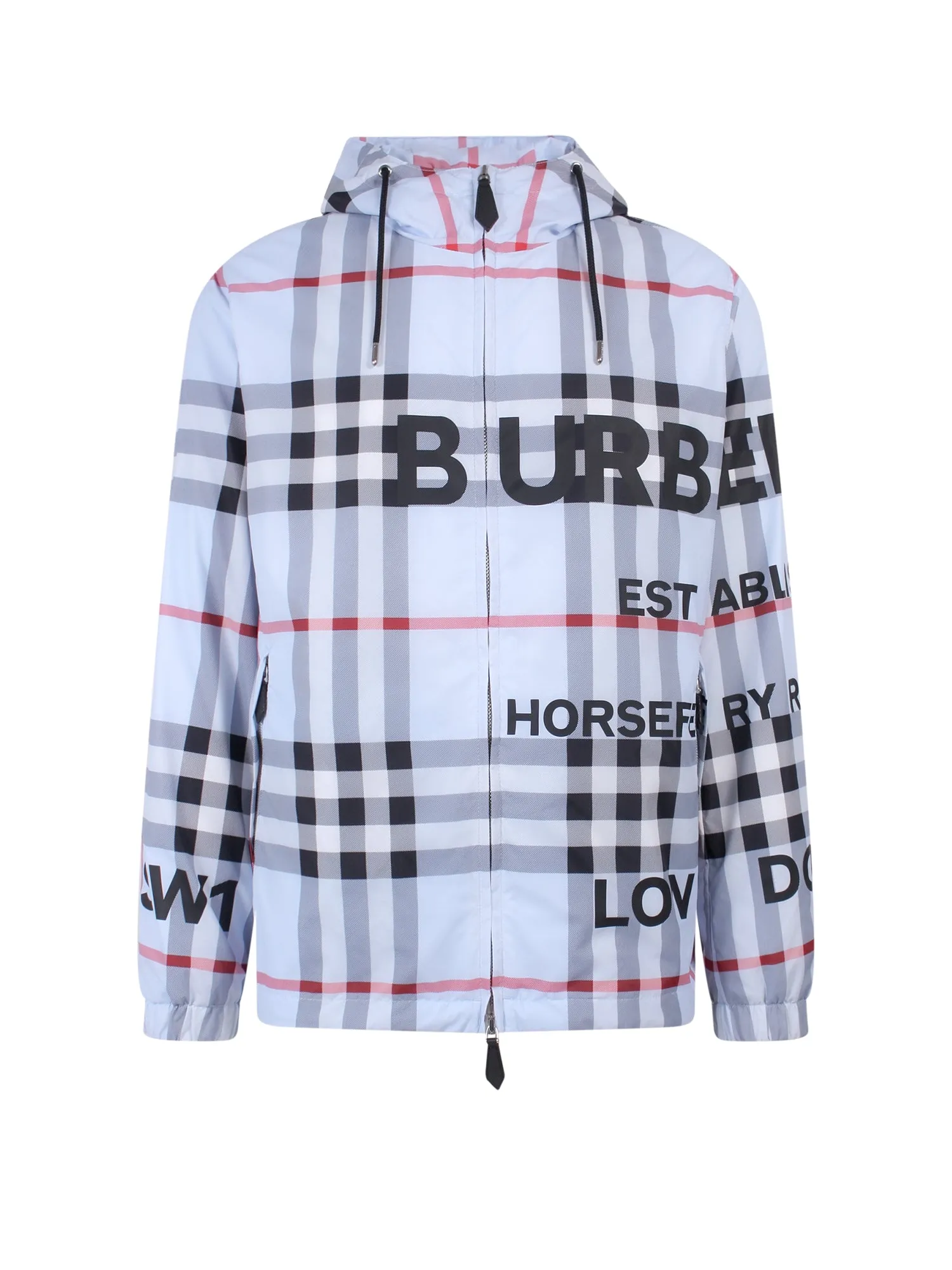 Burberry Checked Logo Print Hooded Jacket
