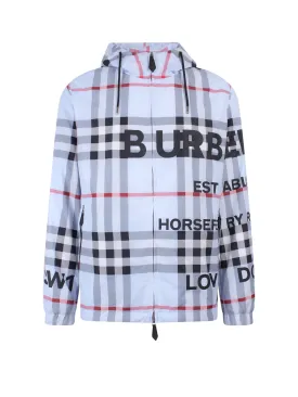 Burberry Checked Logo Print Hooded Jacket