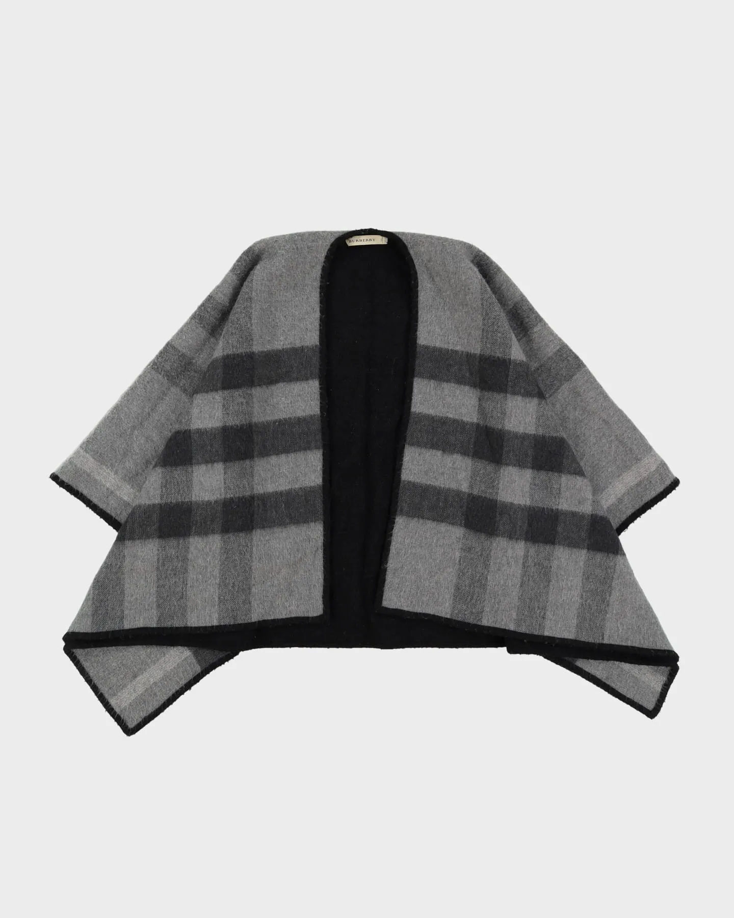 Burberry Grey Checked Cashmere Shawl / Wrap - One Size