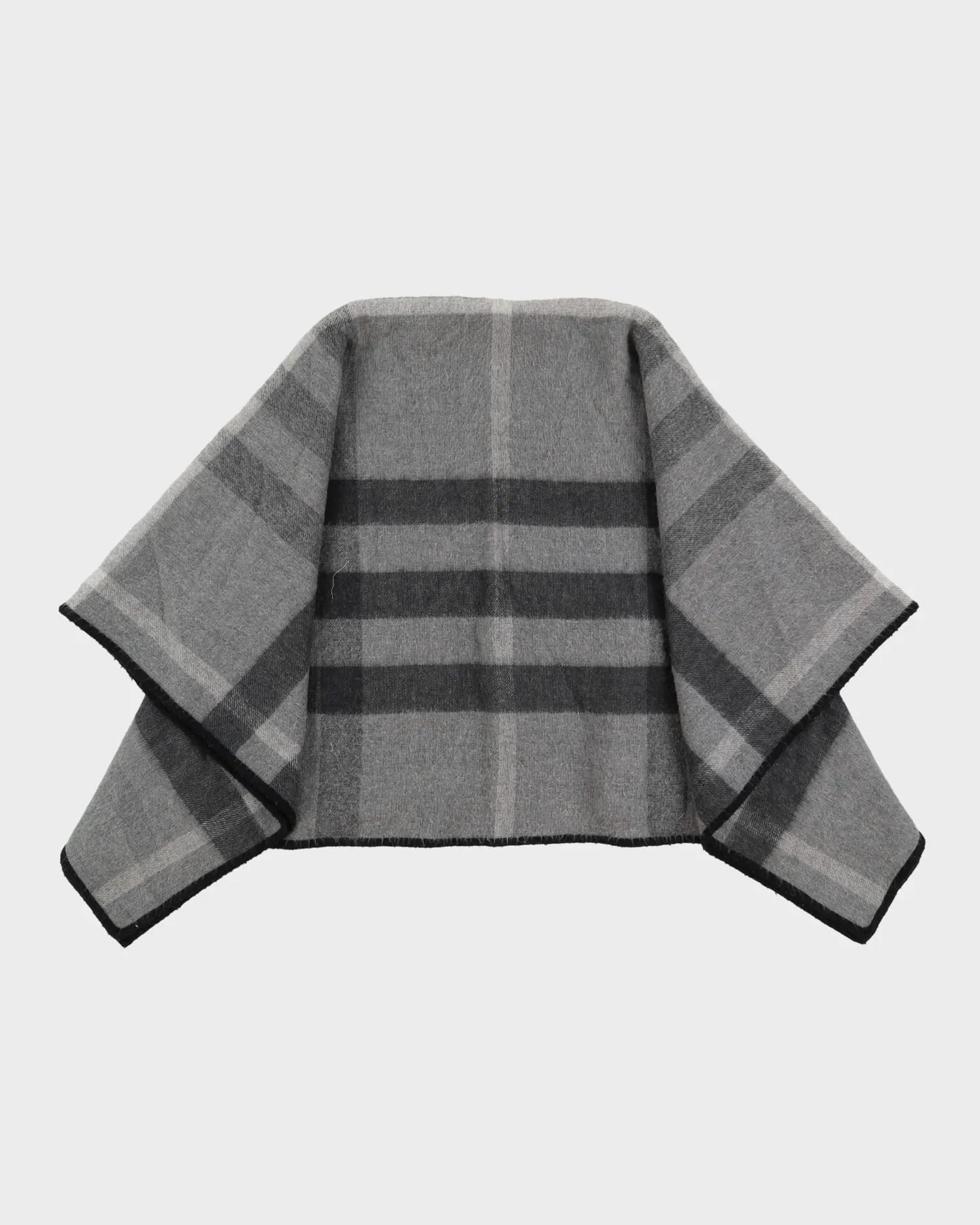 Burberry Grey Checked Cashmere Shawl / Wrap - One Size