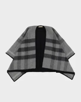 Burberry Grey Checked Cashmere Shawl / Wrap - One Size