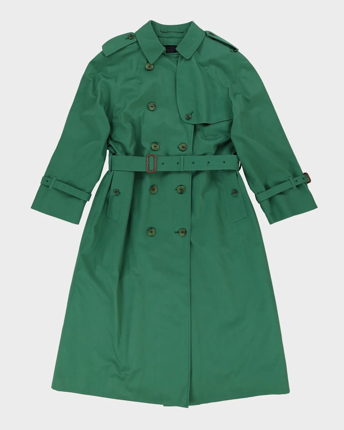 Burberrys' Green With Checked Detachable Lining Mac - M