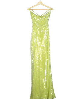 caramella Sequin Backless Maxi Dress In Emerald Green UK 8