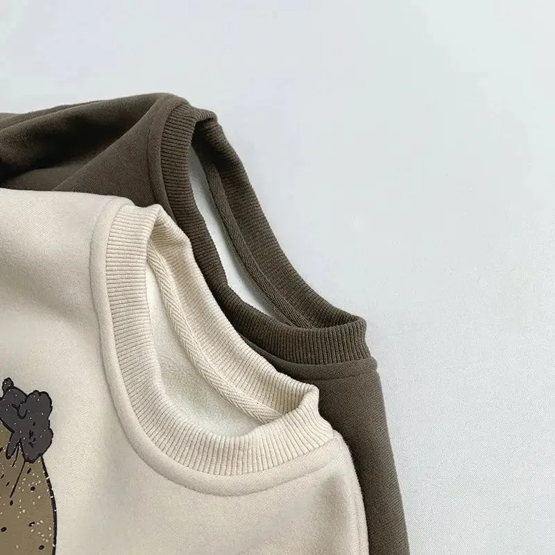 Cartoon Hamburger Fleece Sweatshirt