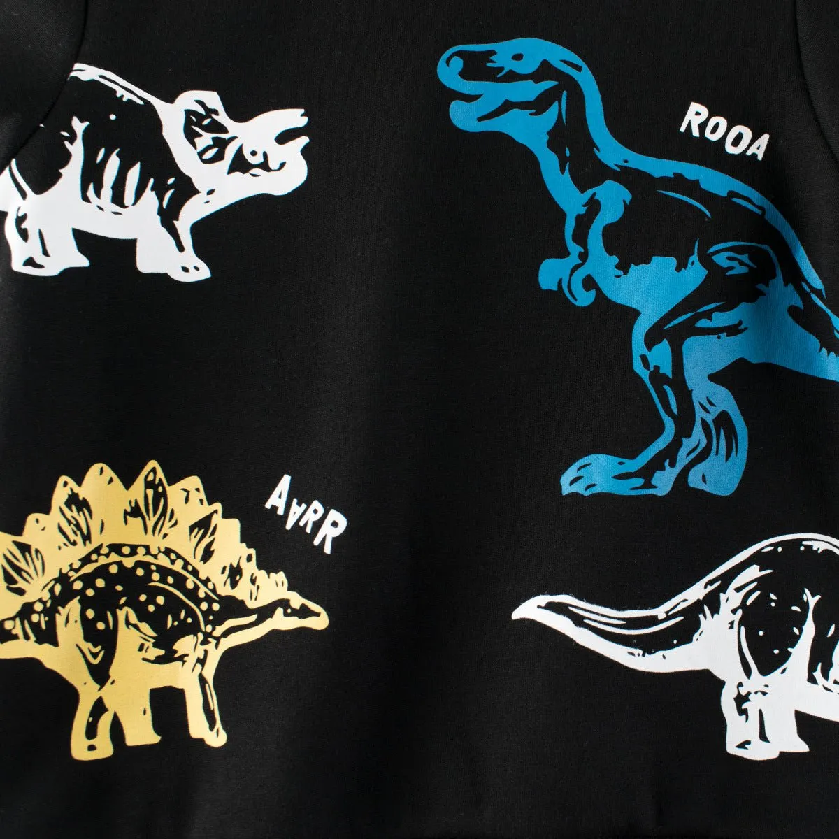 Dinosaur Print Black Cotton Sweatshirt