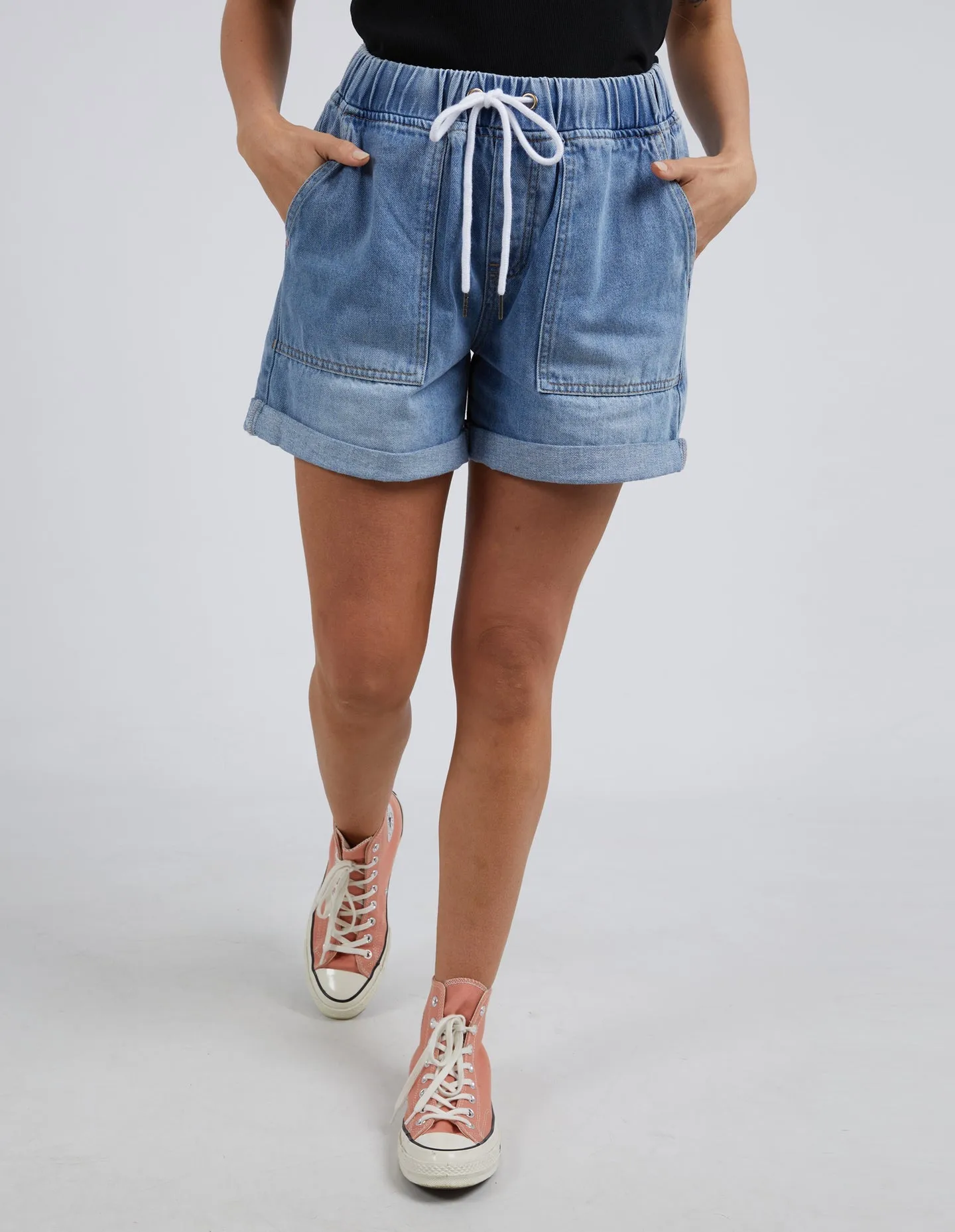 Emma Relaxed Denim Shorts - Light Blue