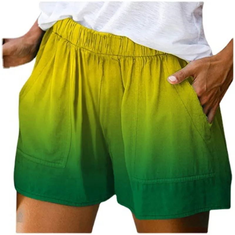 Fashion Gradient Color Pocket Wide Leg Shorts