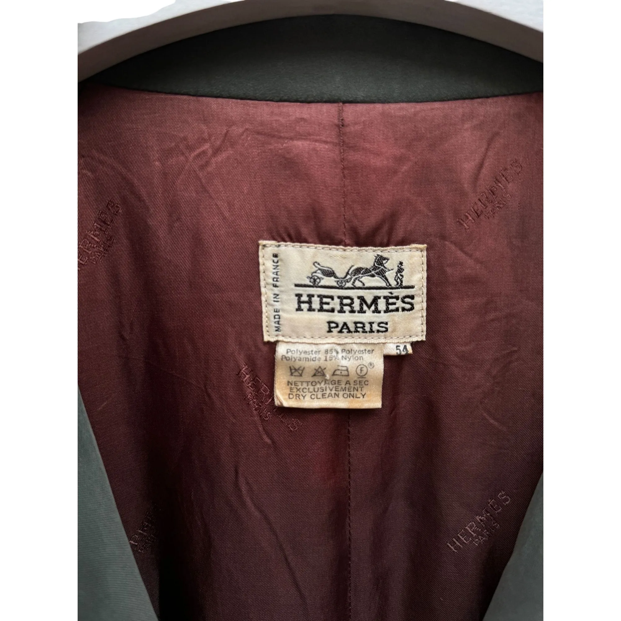 Hermes Vintage Kaki Trench Coat Size 54 fits M to L