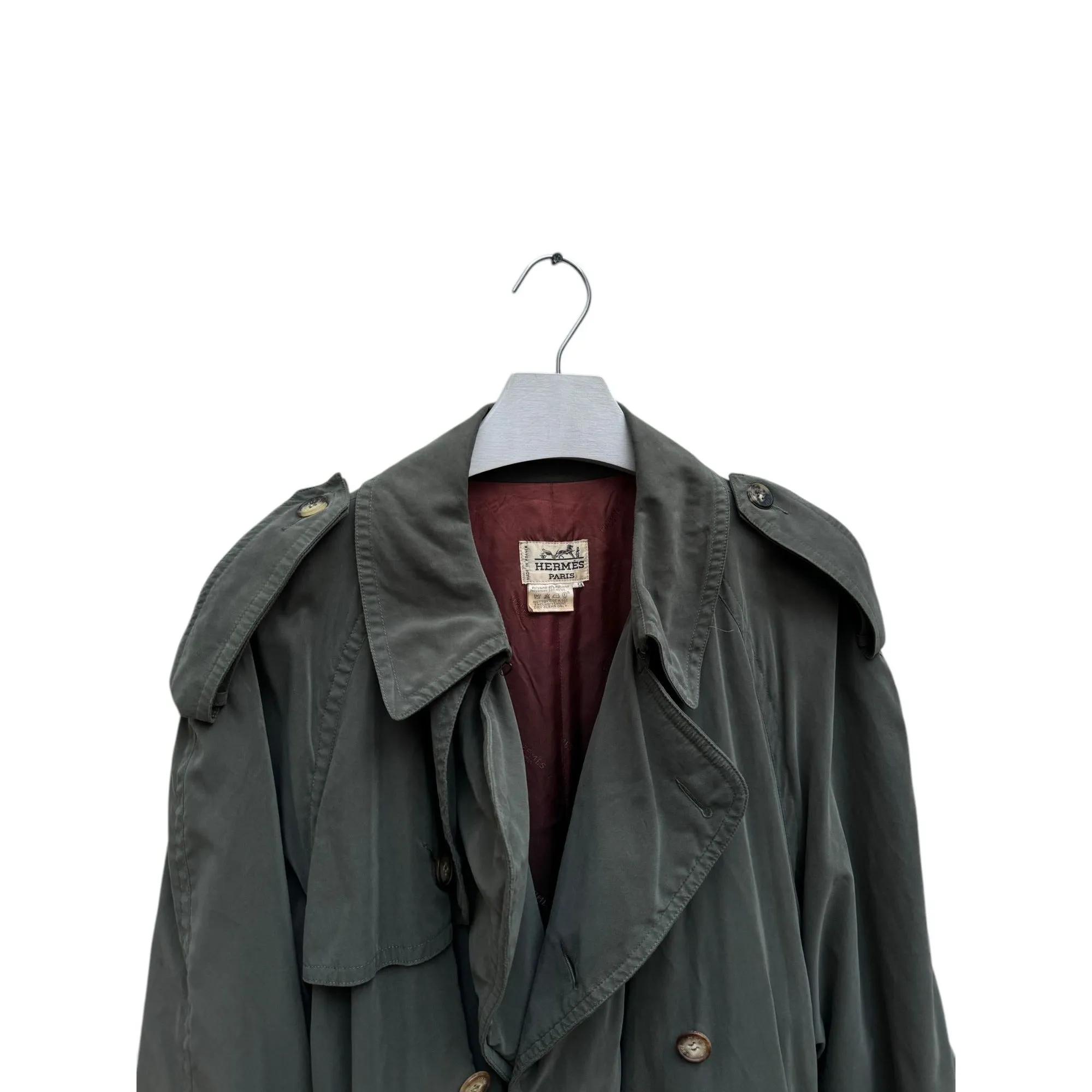 Hermes Vintage Kaki Trench Coat Size 54 fits M to L