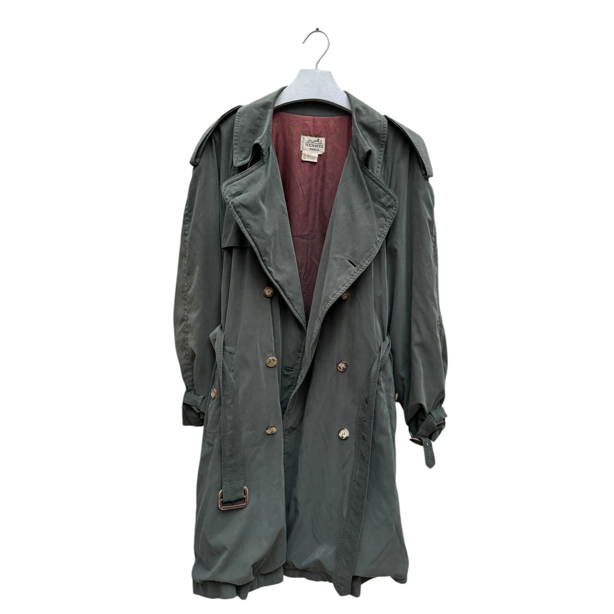 Hermes Vintage Kaki Trench Coat Size 54 fits M to L