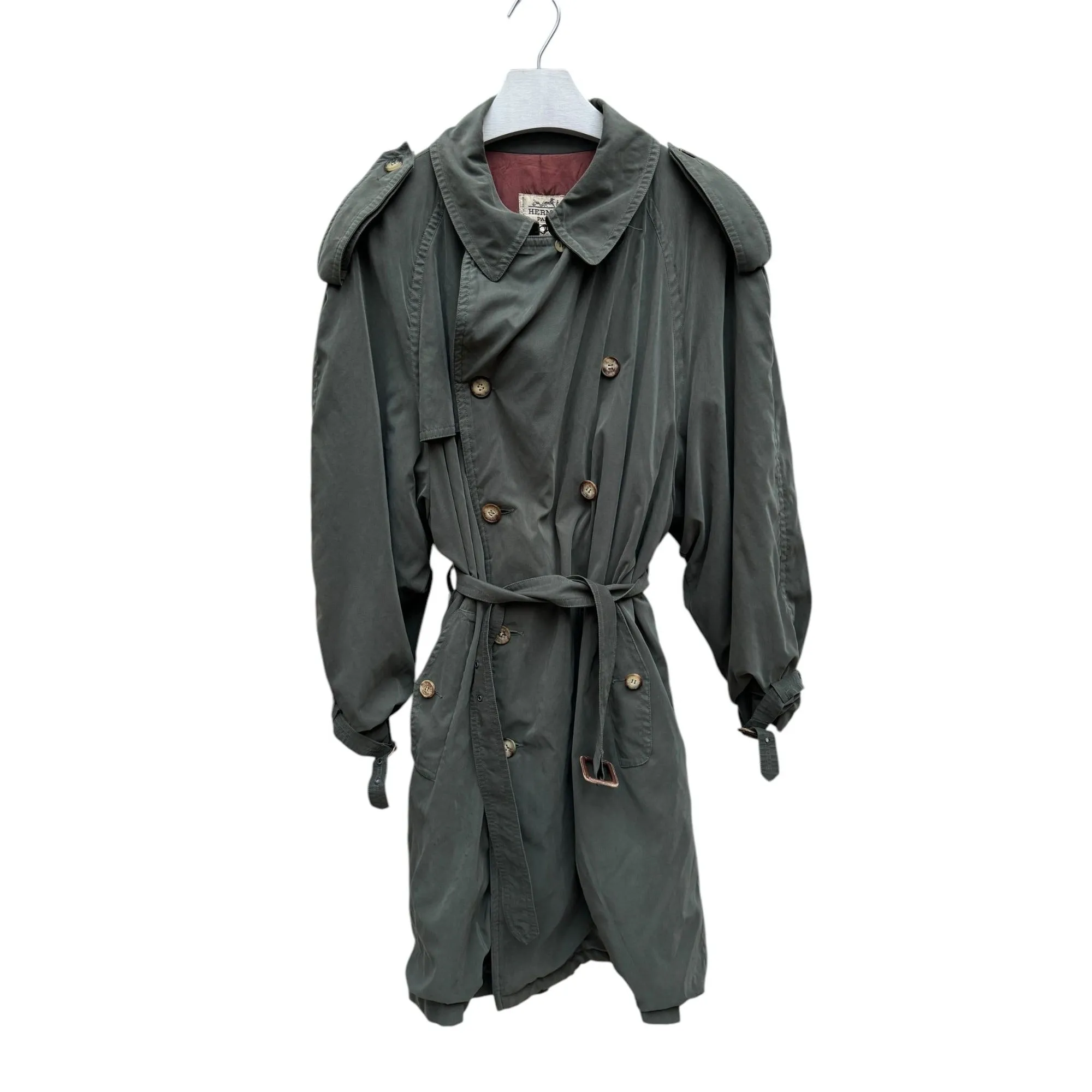 Hermes Vintage Kaki Trench Coat Size 54 fits M to L