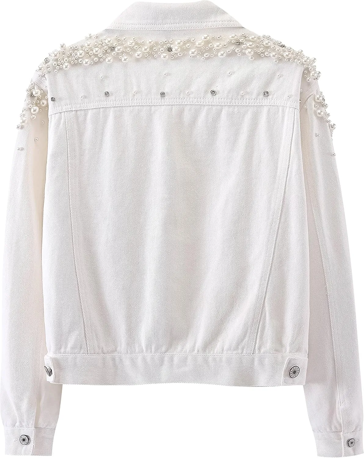 Kedera Women's Jean Jacket Embroidered Rivet Pearl Short Denim Jacket Coat