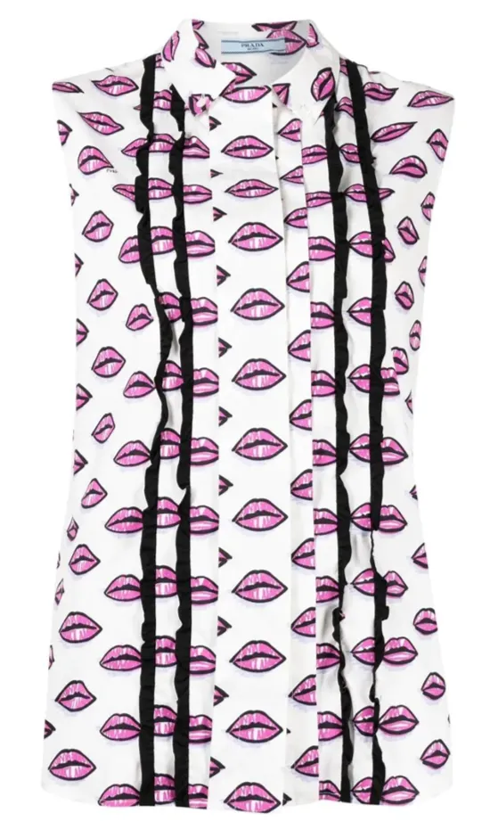 Kiss Print Sleeveless Shirt
