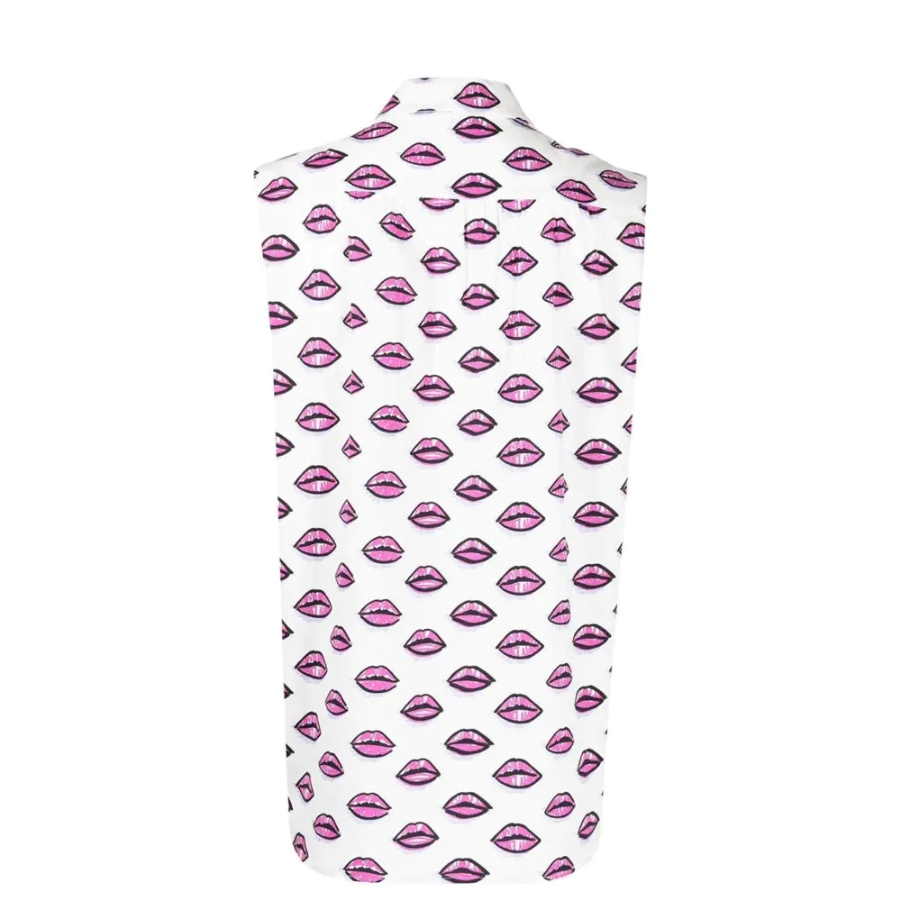 Kiss Print Sleeveless Shirt