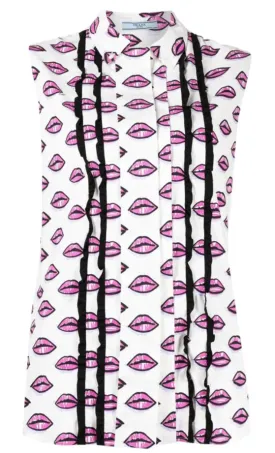 Kiss Print Sleeveless Shirt