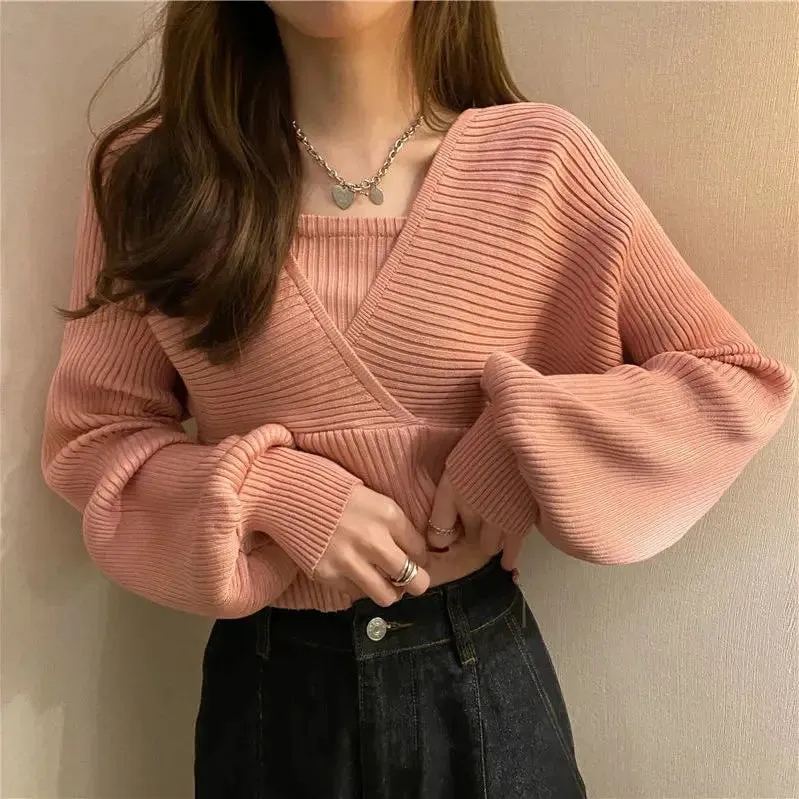 Knitted Casual Korean Style Loose Design Blouse