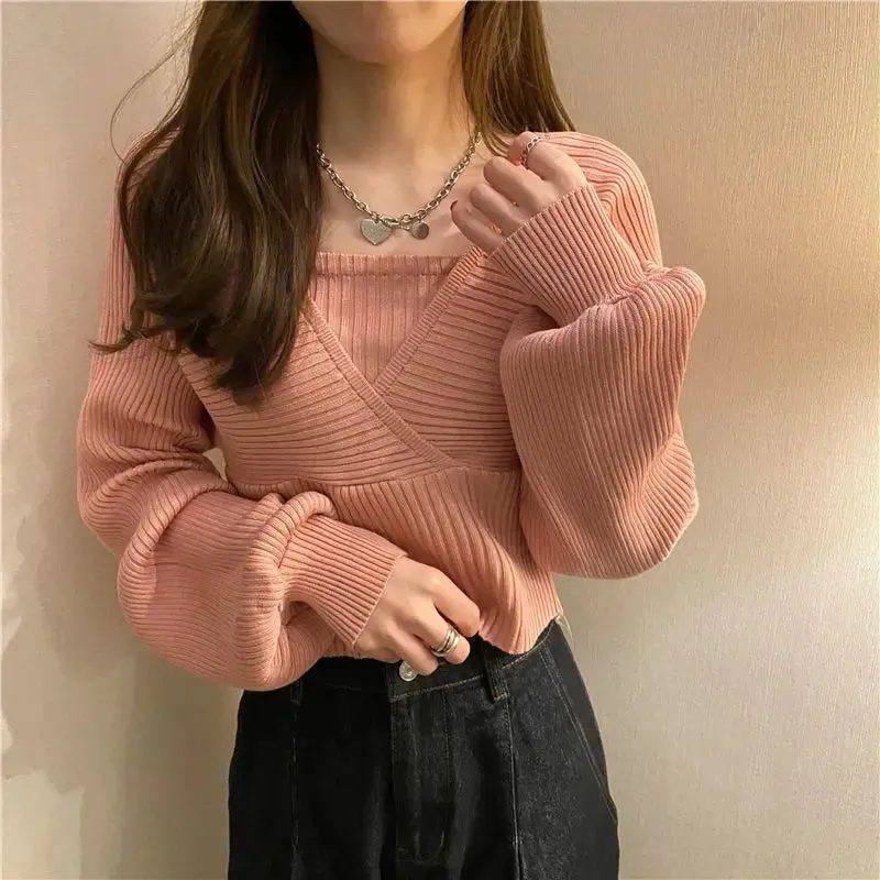 Knitted Casual Korean Style Loose Design Blouse