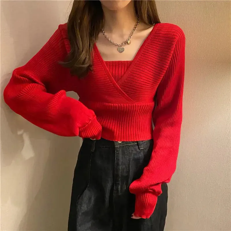Knitted Casual Korean Style Loose Design Blouse