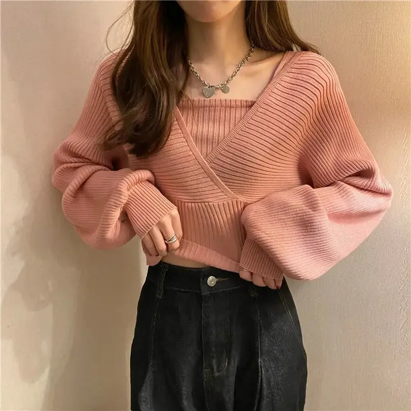 Knitted Casual Korean Style Loose Design Blouse