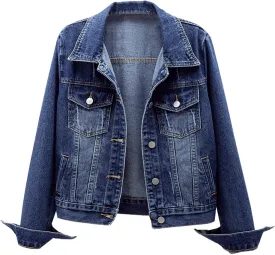 Ladyful Women's Bride Casual Jean Jacket Distressed Ripped Denim Jacket Coat with Pockets
