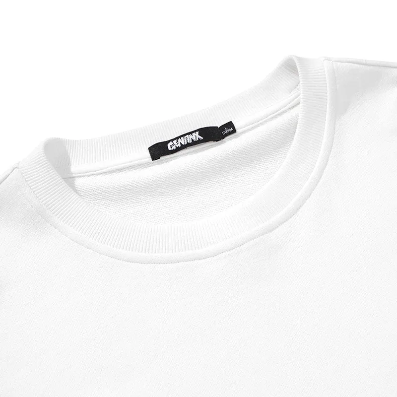 Minimalist Cartoon Print Crew Neck Sweatshirt