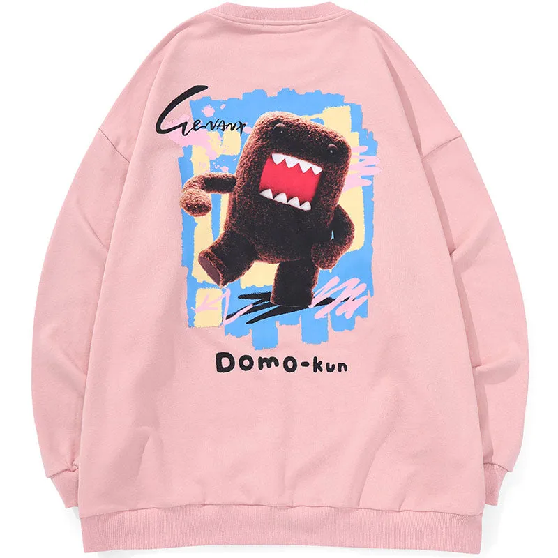 Minimalist Cartoon Print Crew Neck Sweatshirt