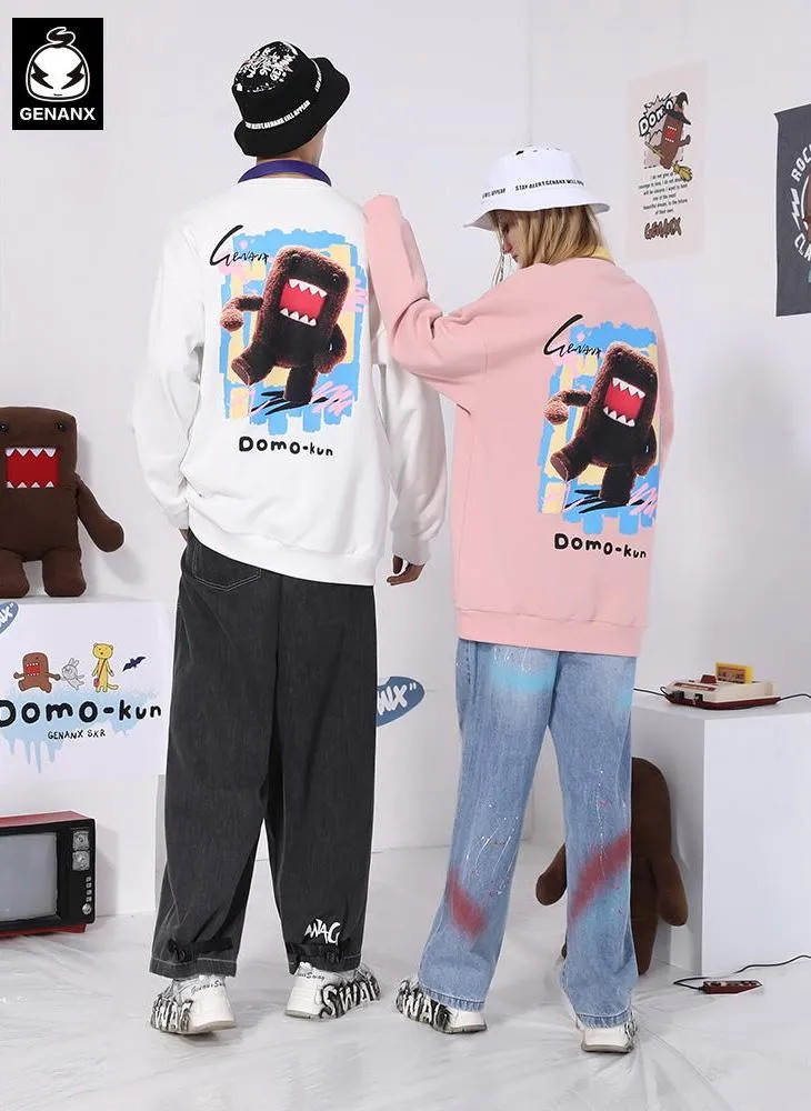 Minimalist Cartoon Print Crew Neck Sweatshirt