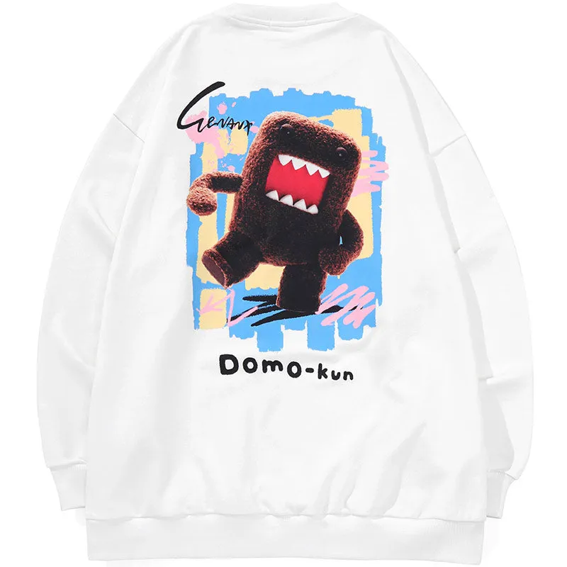 Minimalist Cartoon Print Crew Neck Sweatshirt