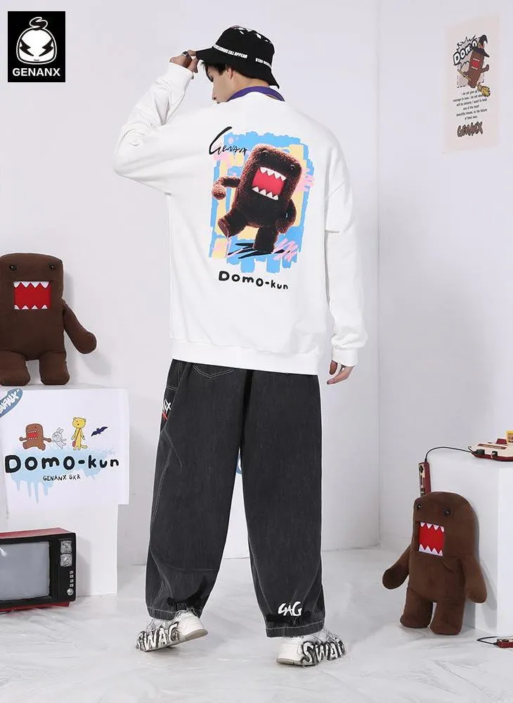 Minimalist Cartoon Print Crew Neck Sweatshirt