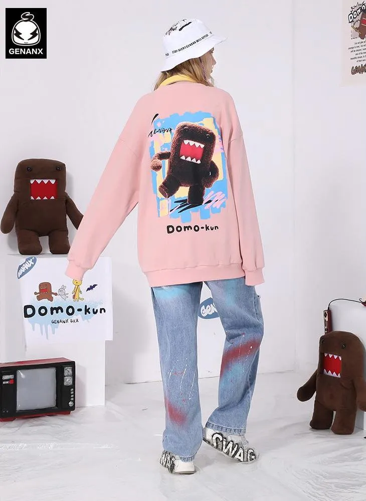 Minimalist Cartoon Print Crew Neck Sweatshirt