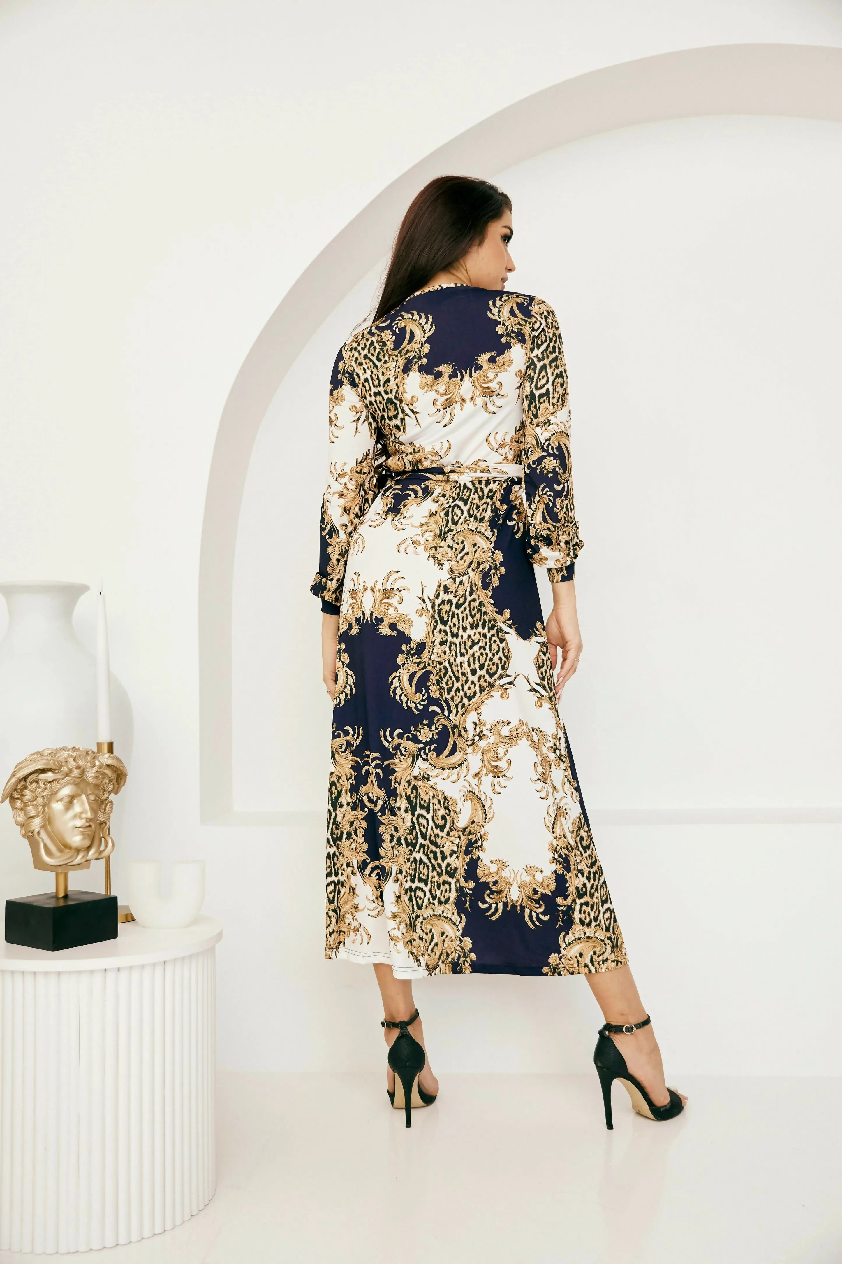 Mónica The Label Baroque Print Wrap Dress Size 12